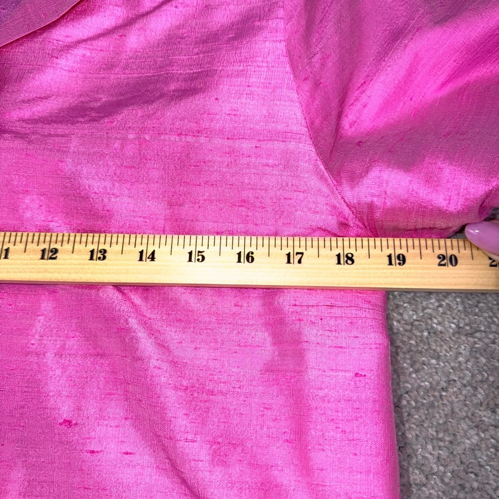 Lauren Ralph Lauren Silk Blouse Womens L Pink Shantung 3/4 Sleeve Button Career - Picture 7 of 10